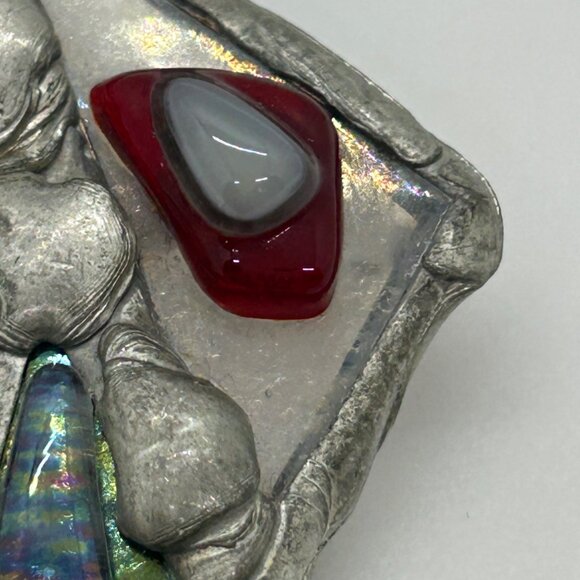 Abstract Modernist Handmade Brooch Stained Glass Brutalist Style Geometric OFAK - Picture 7 of 16